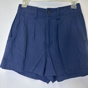 Madewell Pleated High Waist Shorts Navy Womens Size 0 Preppy Nautical Minimalist